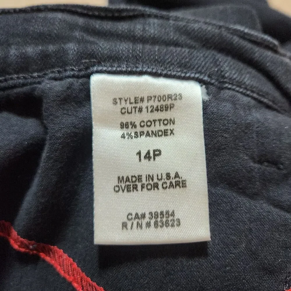 NYDJ Jeans Women 14P Black Mid Rise Bootcut Studded Back Pockets Made In USA